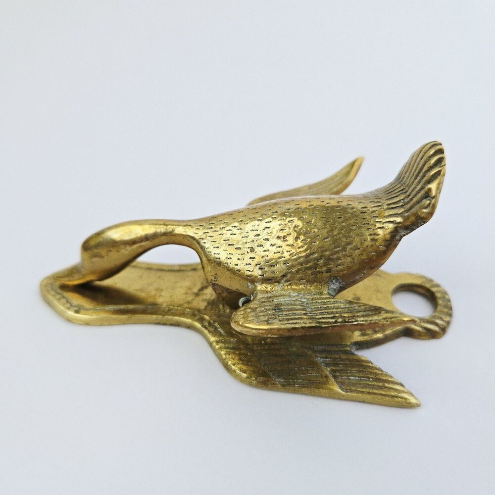 Vintage Virginia Metalcrafters Brass Goose Duck Paper Weight Clip Letter Holder